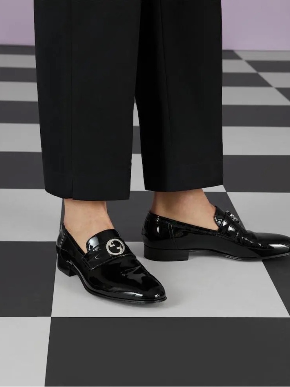 NIB Men’s Gucci Interlocking G Patent Leather Loafers 9.5 - Picture 2 of 10